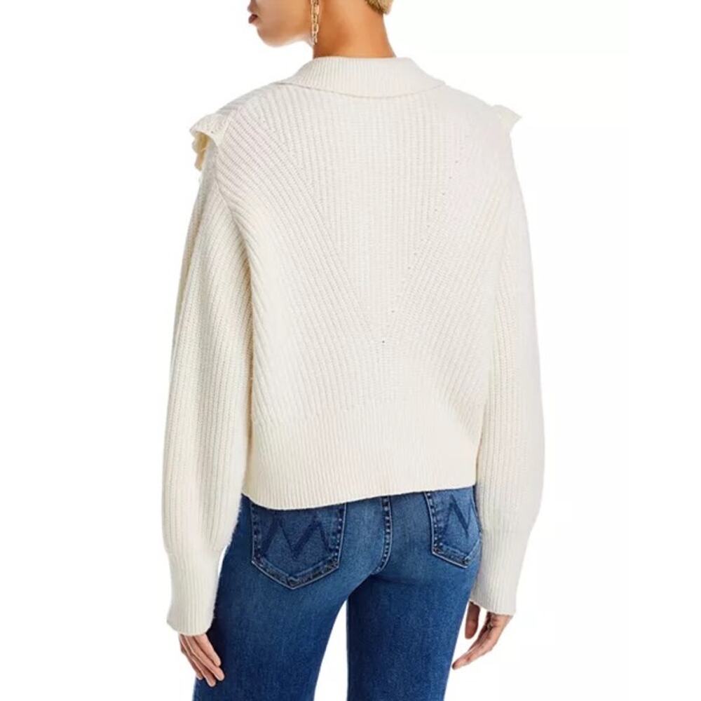 Derek Lam 10 Crosby Noelia Ivory Collared Ruffle Pullover Sweater Size M - Picture 3 of 13